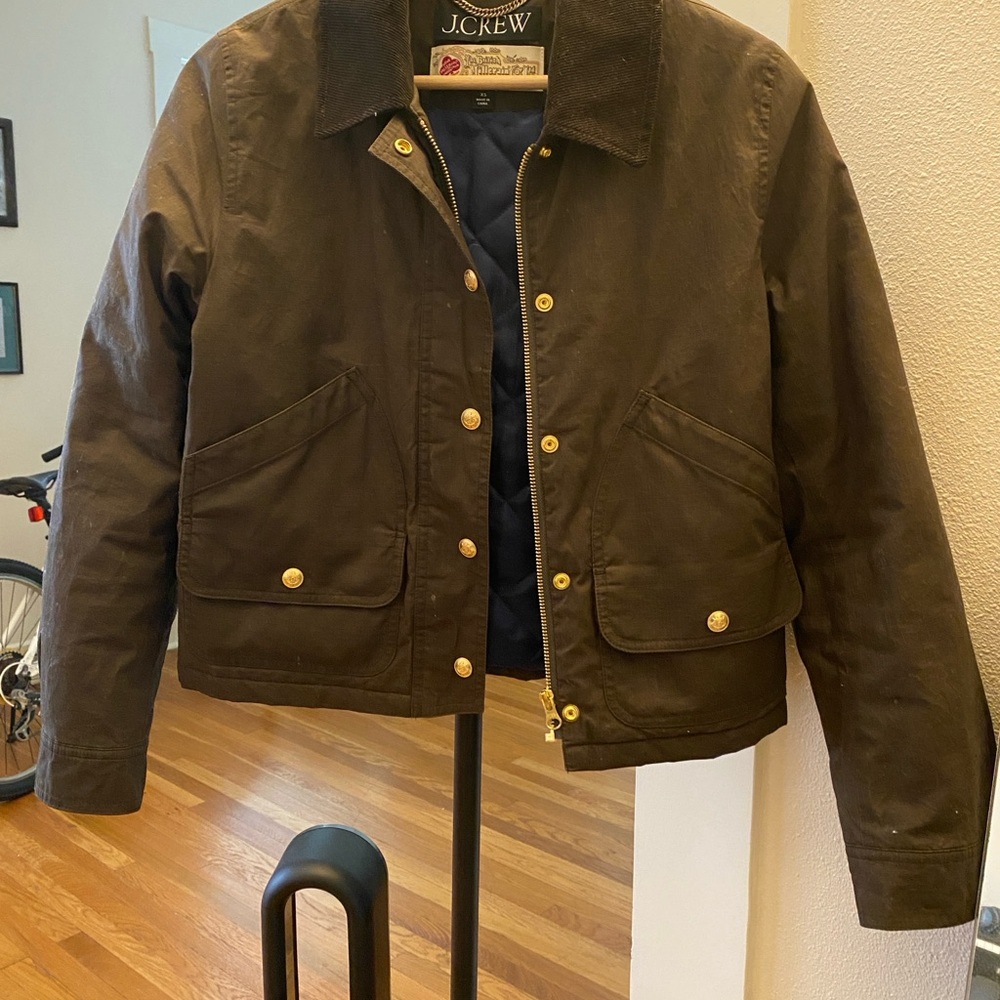 J.Crew Barn Jacket, Brown with Gold Details